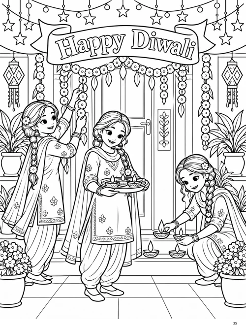 Girls celebrating Happy Diwali